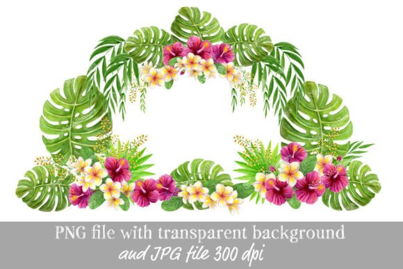 Aloha Tropical Frame Arch PNG Watercolor for Creatives
