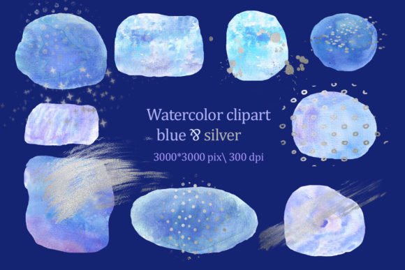 Blue Watercolor Cliparts, Spots, and PNG Assets