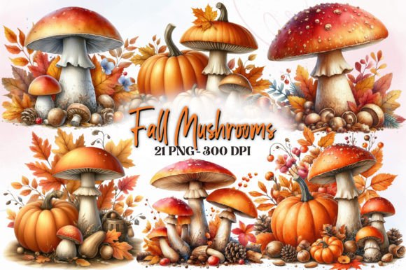 Fall Mushrooms Watercolor Clipart: A Designer's Seasonal Toolkit