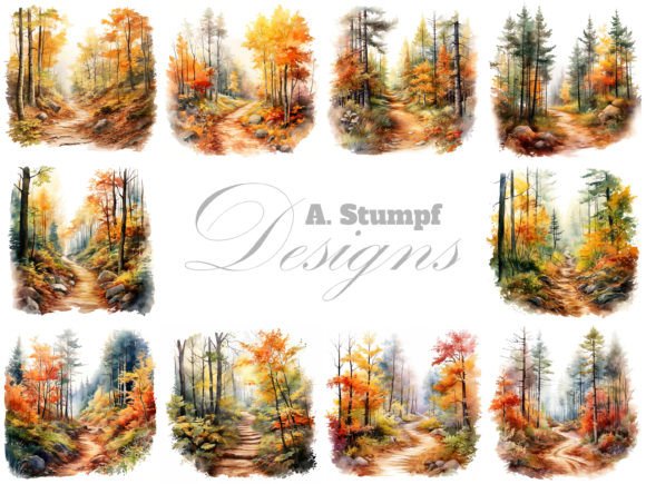 Forest Hiking Trail Watercolor Clipart for Designers and Creatives