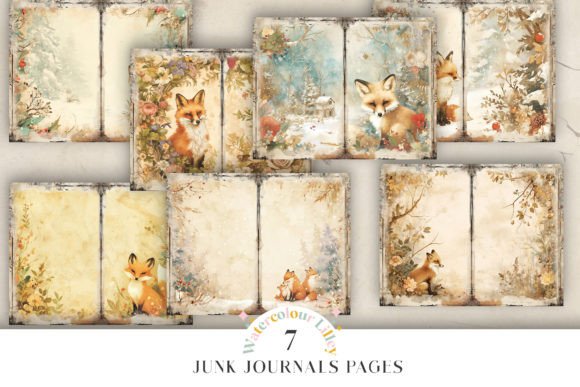 Fox Watercolour Junk Journal Pages for Creative Projects