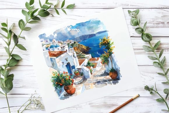 Greece Watercolor Clipart for Authentic Branding