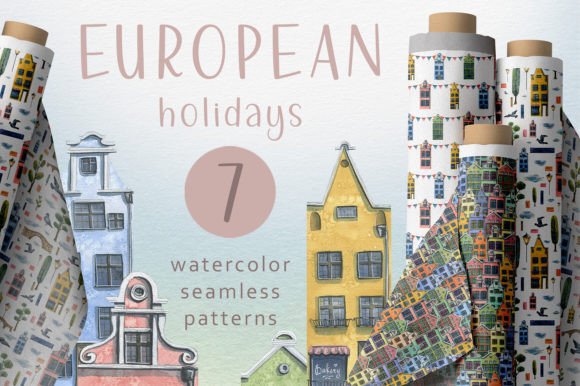 Old European Houses Watercolor Patterns: A Designer’s Secret Weapon
