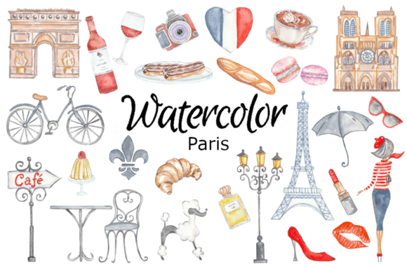 Paris Watercolor Clipart for Thoughtful Design Projects