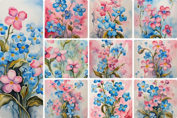 Pink Forget Me Not Flowers, Watercolor: A Designer's Guide