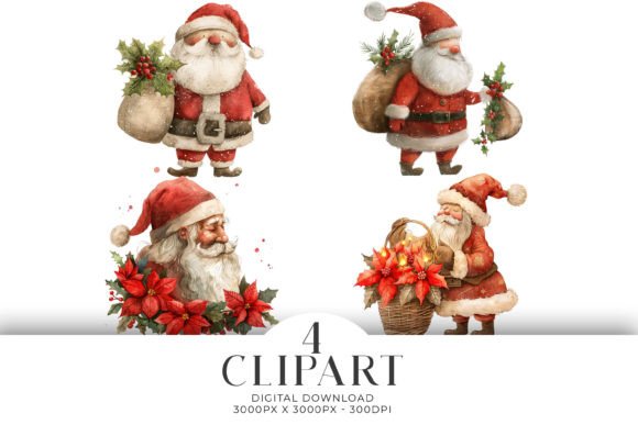 Santa Claus Watercolour Clipart PNG