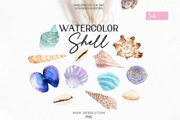 Seashells Watercolor Digital Clipart for Creative Projects