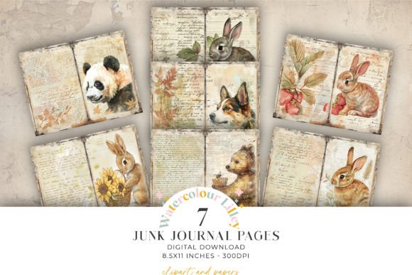 Watercolor Animals Junk Journal Pages