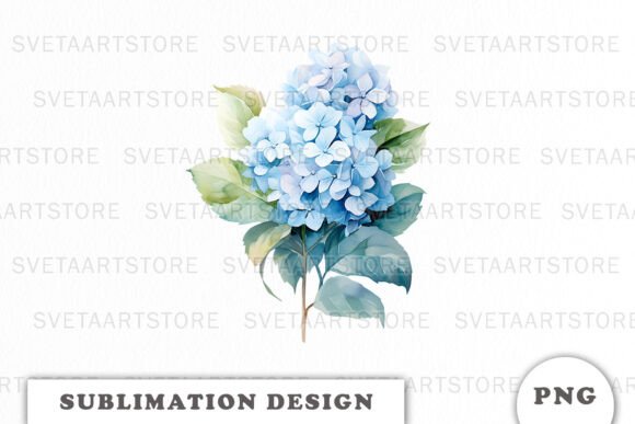 Watercolor Blue Hydrangea Bouquet PNG: A Versatile Design Asset