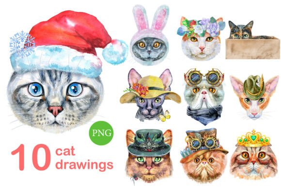 Watercolor Cats. Set 1: A Creative Asset for Modern Design