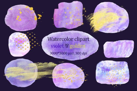 Watercolor Cliparts, Violet Spots, JPG: Design Asset Guide