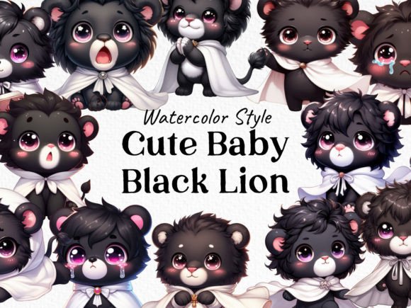 Watercolor Cute Black Lion PNG Bundle Guide