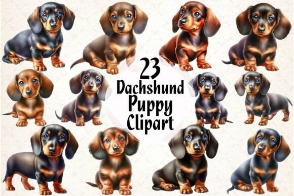 Watercolor Dachshund Puppy ClipArt PNG