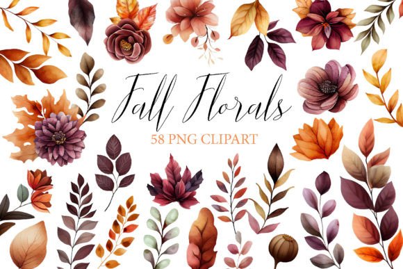 Watercolor Fall Autumn Leaves Clipart for Design Projects