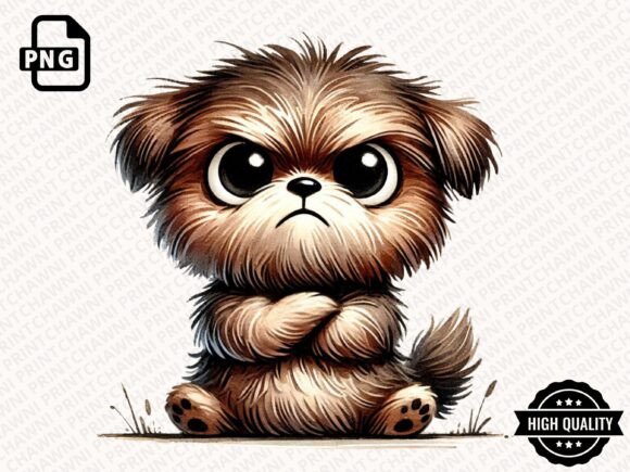 Watercolor Funny Grumpy Dog Clipart PNG – A Creative Asset That Works