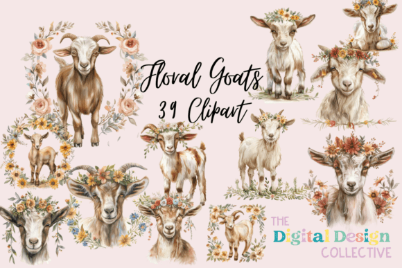 Watercolor Goat Clipart for Sublimation