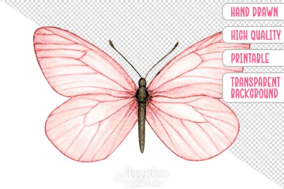 Watercolor Hand Drawn Pink Butterfly Brings Soft Charm to Design