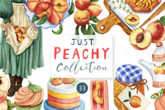 Watercolor Peachy Collection Clipart: A Playful Typeface for Warm Branding