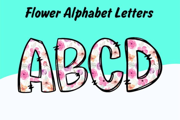 Watercolor Pink Flower Spring Doodle