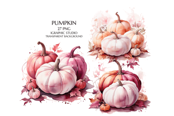 Watercolor Pink Pumpkin Clipart for Modern Design