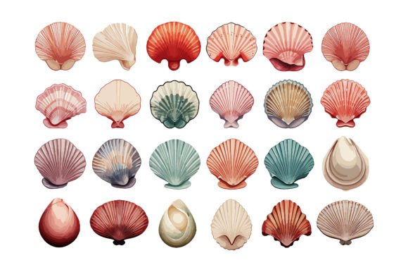 Watercolor Seashells Clip Art PNG for Designers and Creators