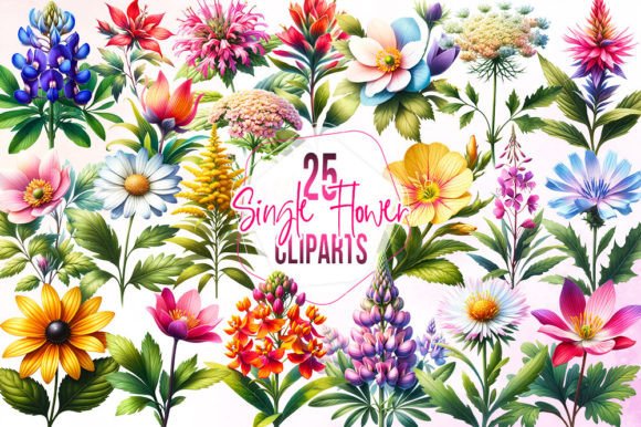 Watercolor Single Flower Clipart: A Designer's Versatile Asset