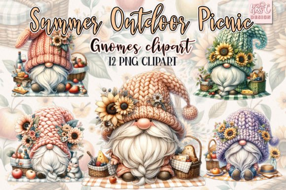 Watercolor Summer Outdoor Picnic Gnomes: A Whimsical Display Font for Playful Branding