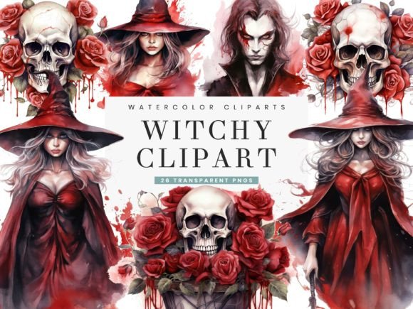 Watercolor Witchy Clipart Bundle
