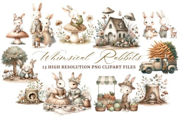 Whimsical Watercolor Woodland Rabbits: A Playful Display Font