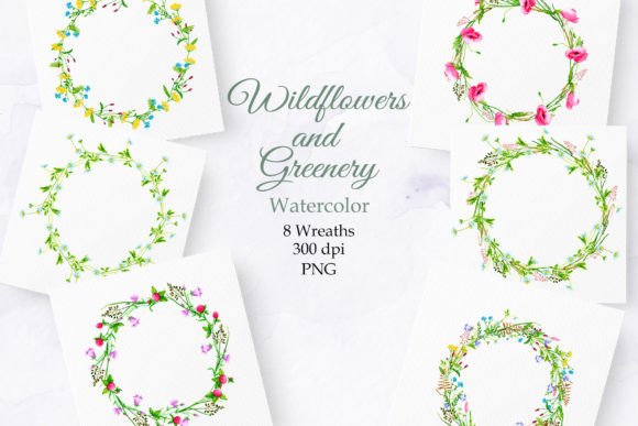 Wildflowers. Watercolor Wreaths. PNG – A Designer's Guide